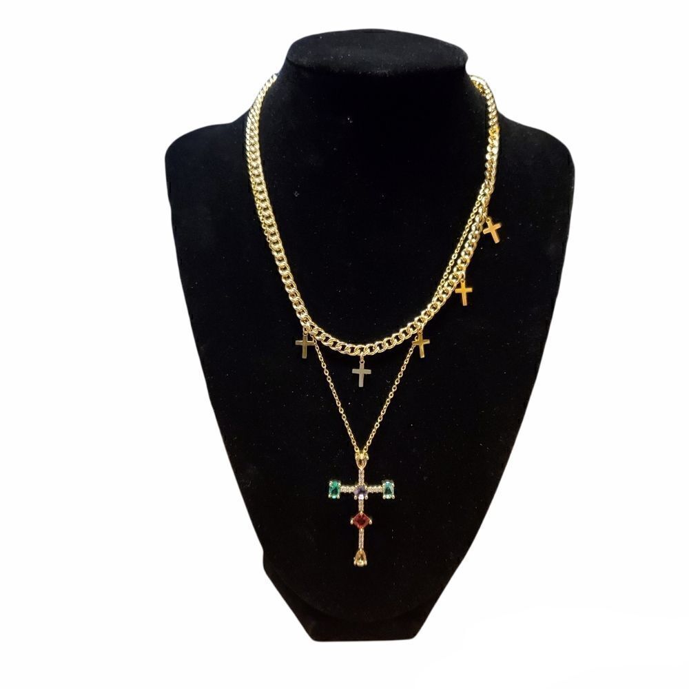 Stainless steel cross necklace set